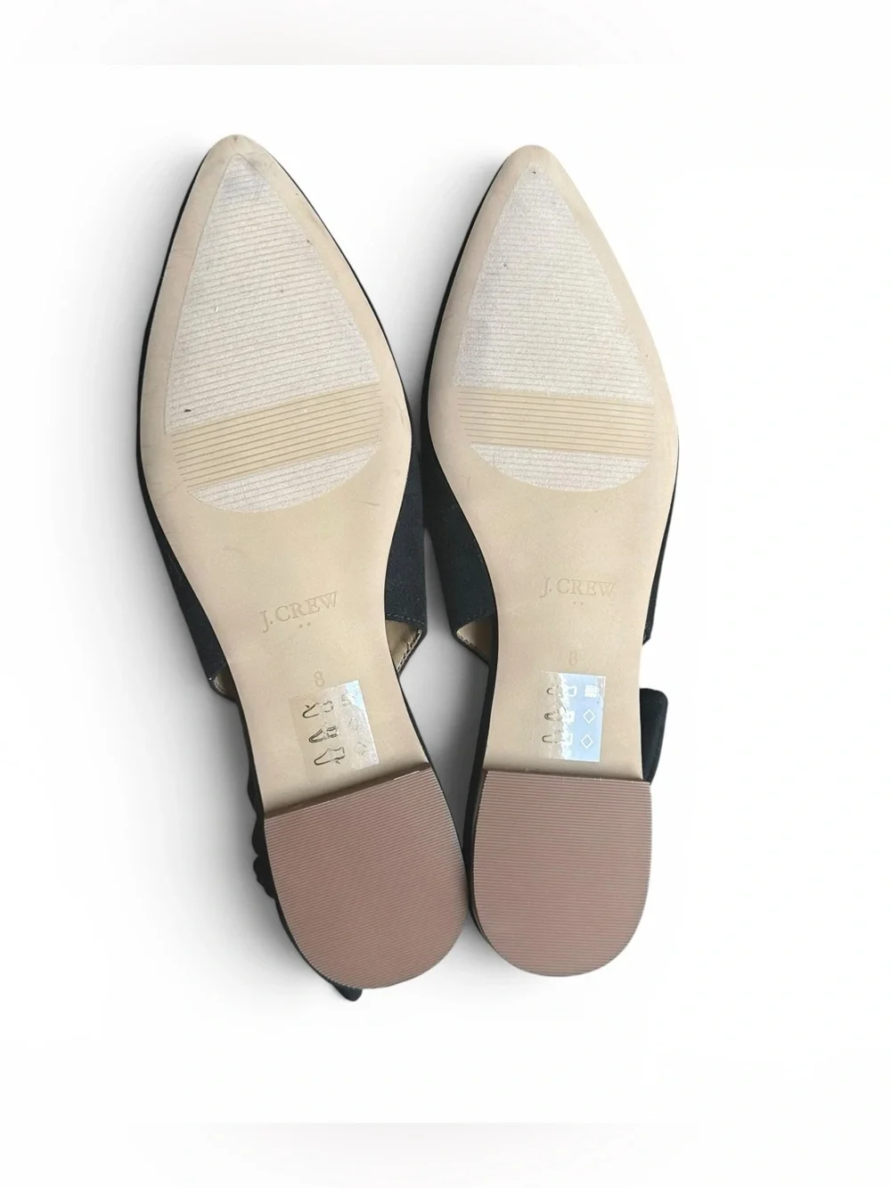 J.Crew Black Suede Bow Slingback Pointed Toe d'Orsay Flats Size 8